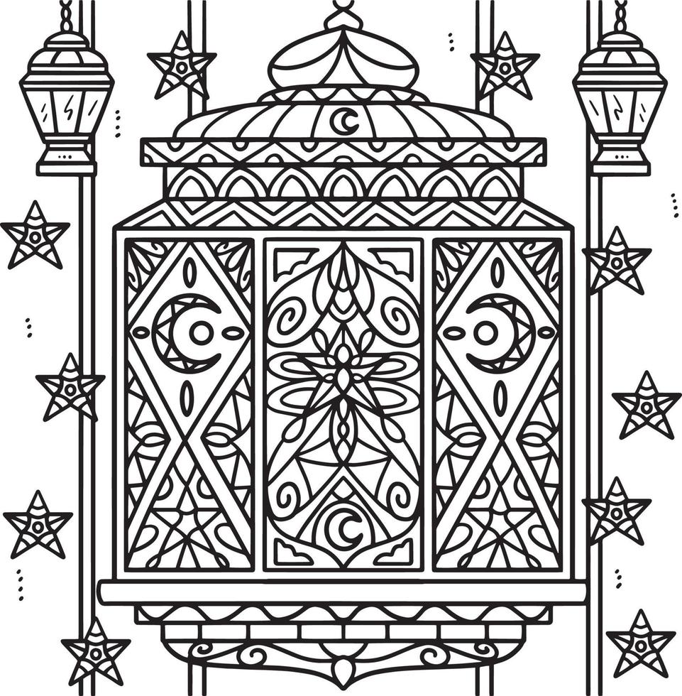 coloriage de mandala de lanterne de ramadan pour les enfants vecteur