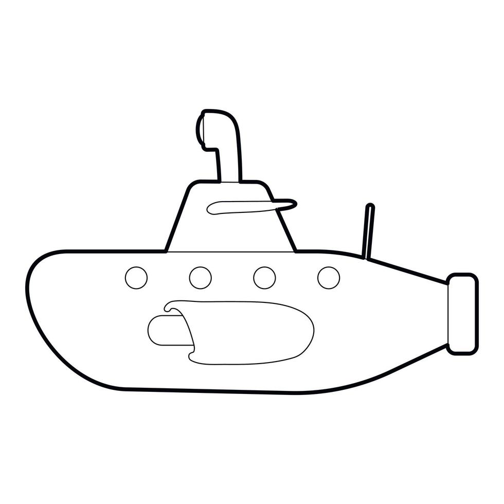 icône de sous-marin, style de contour vecteur