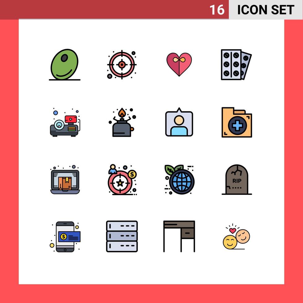 pack d'icônes vectorielles stock de 16 signes et symboles de ligne pour la cuisson projecteur ruban présentation tablette modifiable éléments de conception de vecteur créatif