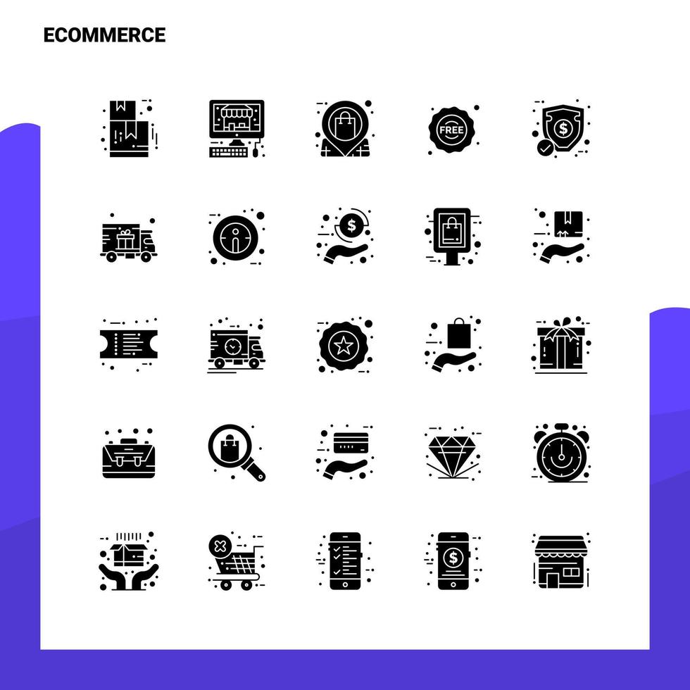 25 jeu d'icônes de commerce électronique modèle d'illustration vectorielle d'icône de glyphe solide pour des idées web et mobiles pour une entreprise commerciale vecteur