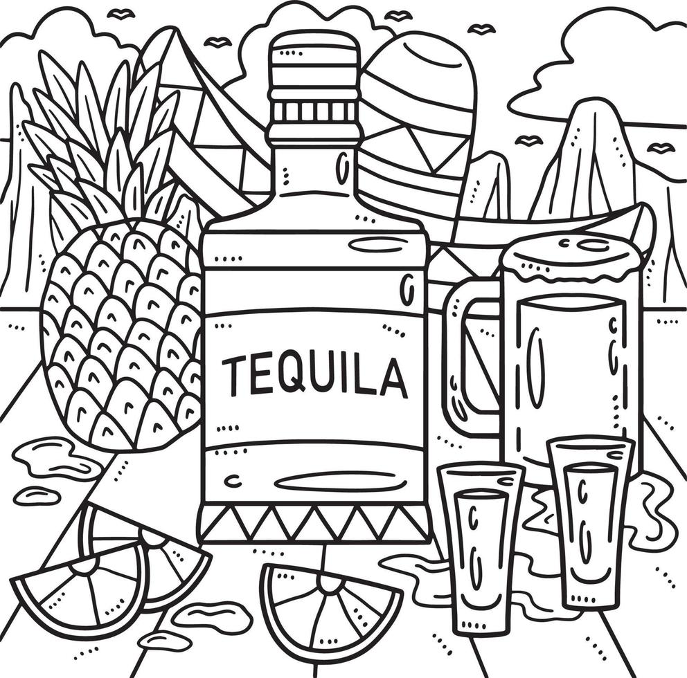 coloriage de boissons mexicaines cinco de mayo vecteur