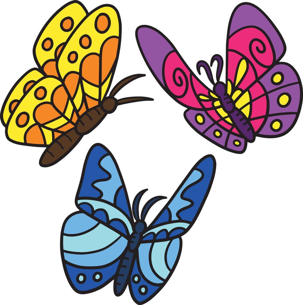 papillons dessin animé couleur clipart illustration vecteur