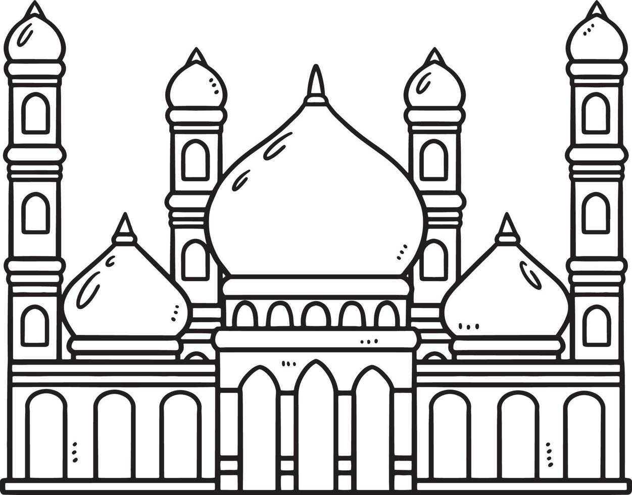 mosquée de ramadan isolée page de coloriage pour les enfants vecteur