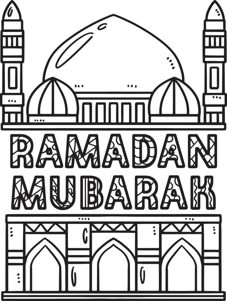 ramadan mubarak coloriage isolé pour les enfants vecteur