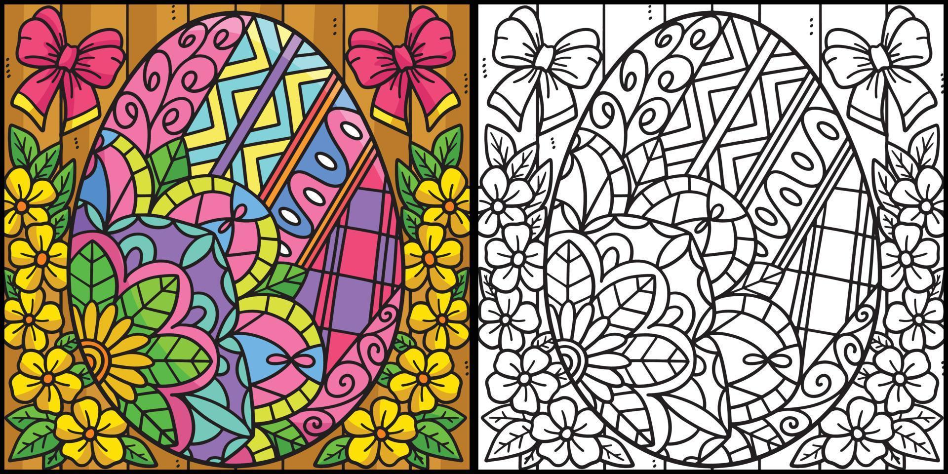 illustration de page de coloriage de mandala d'oeuf de pâques vecteur