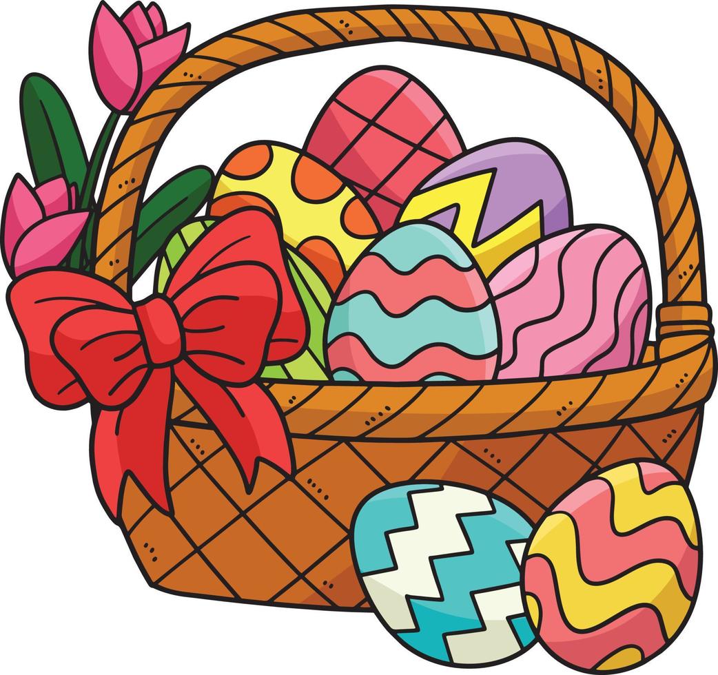 oeufs de pâques panier dessin coloré clipart vecteur