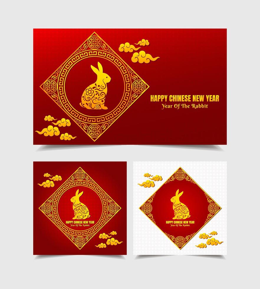 célébration de la collection d'histoires de conception du nouvel an chinois. année du vecteur de modèle de conception de lapin