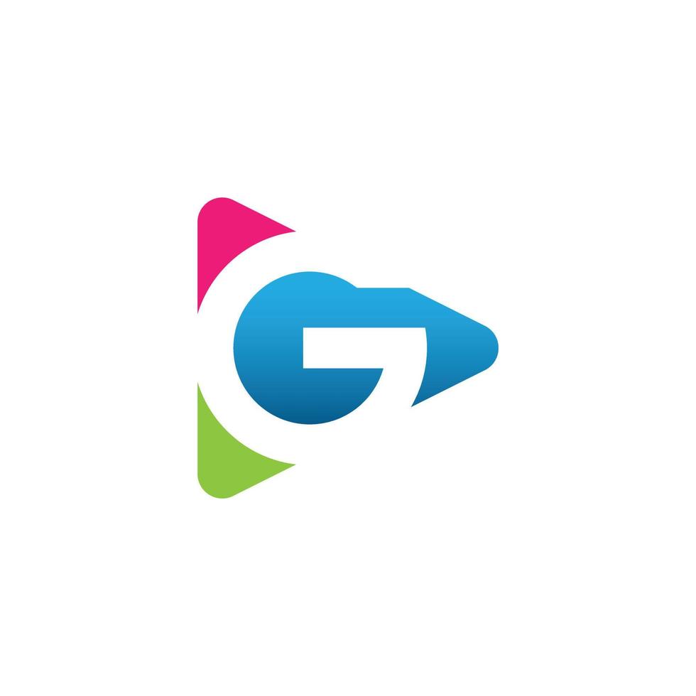 vecteur de logo de médias numériques lettre initiale g coloré