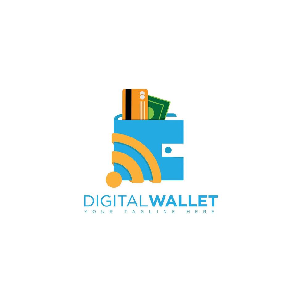 création de logo de portefeuille numérique e paiement vecteur