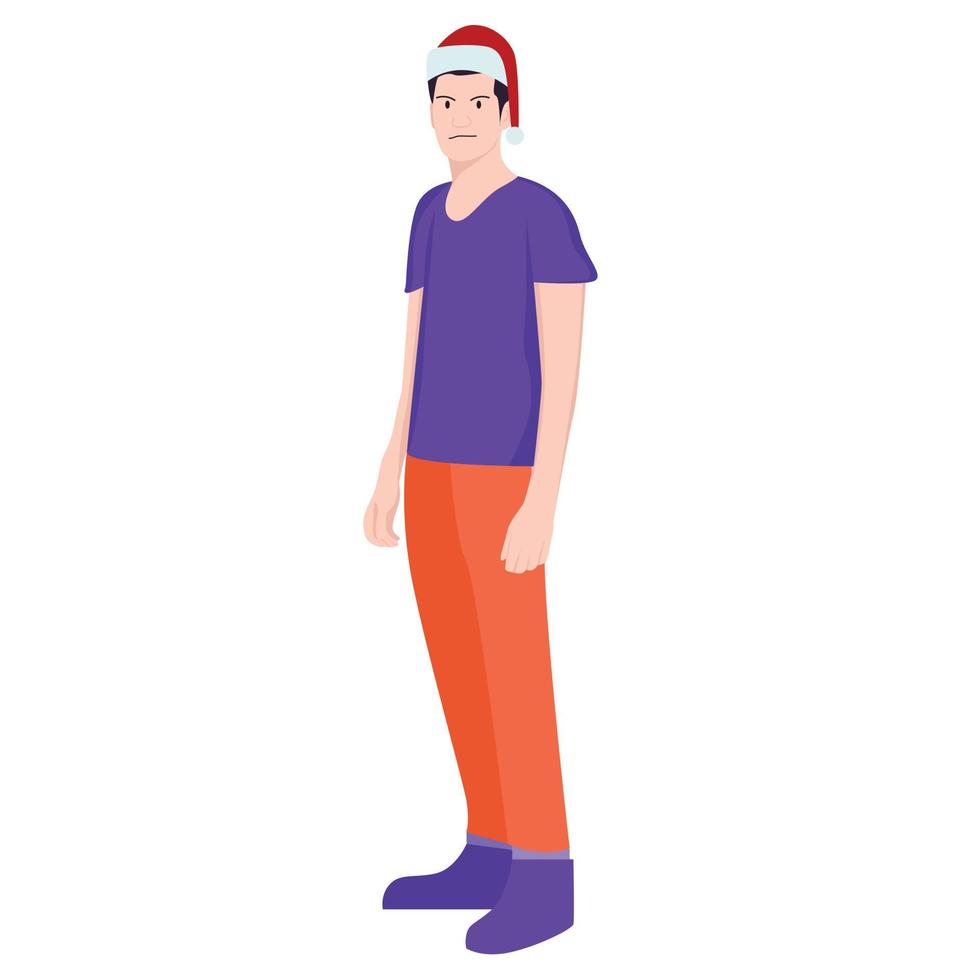 homme portant une illustration de bonnet de noel vecteur