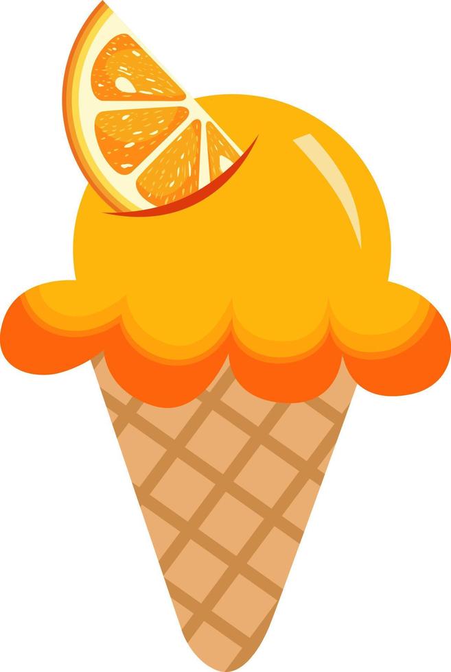 délicieux cornet de glace à l'orange vecteur