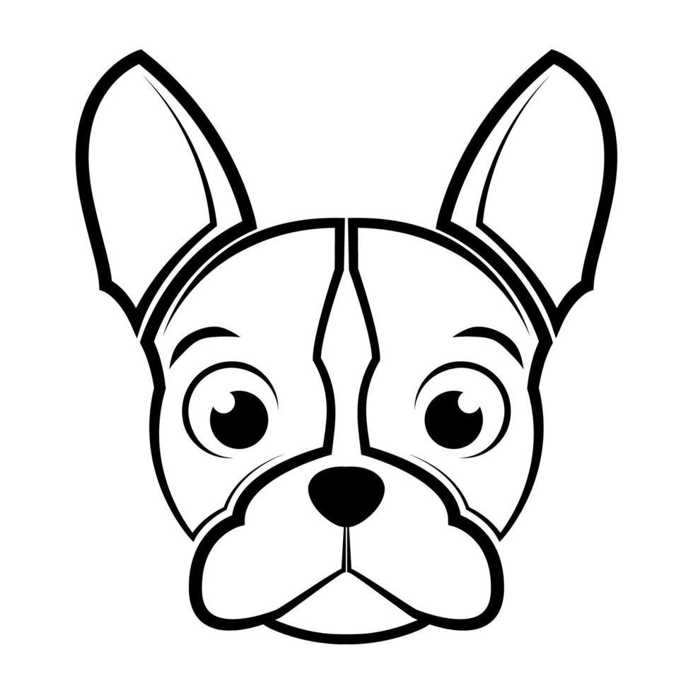 dessin au trait noir et blanc de la tête de bouledogue français bon usage pour le symbole mascotte icône avatar tatouage t shirt design logo ou tout autre design vecteur