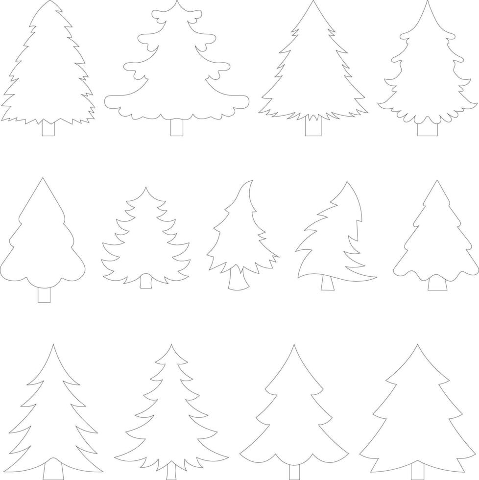 dessin au trait arbre de noël vecteur