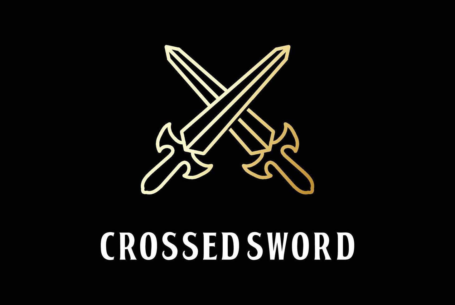 ancienne épée croisée dorée pour le vecteur de conception de logo de jeu de bataille de guerre