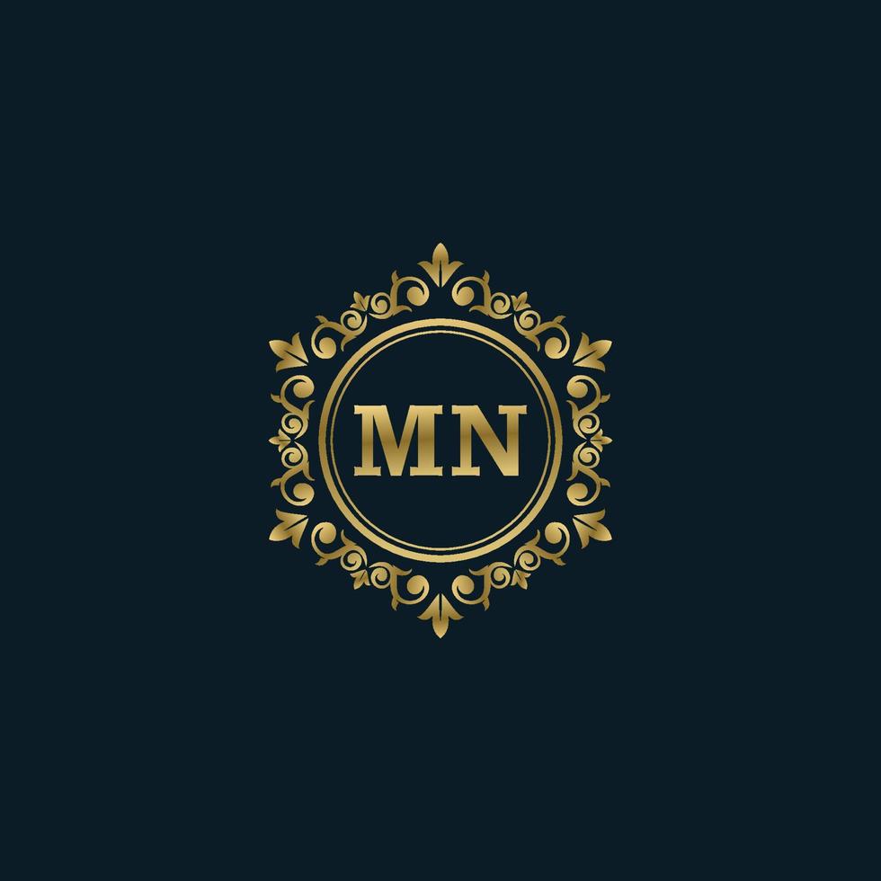 logo lettre mn avec modèle or de luxe. modèle vectoriel de logo d'élégance.