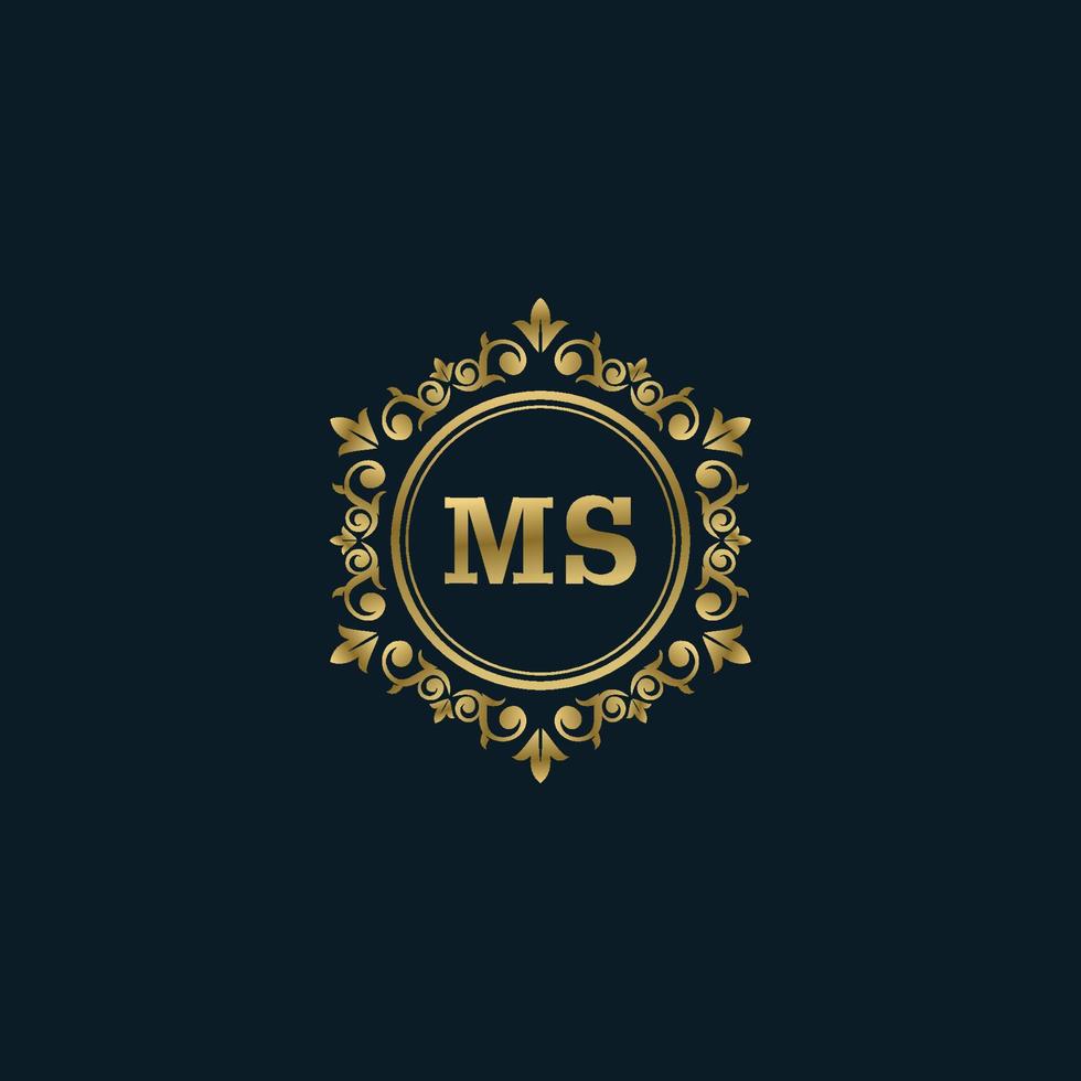 logo lettre ms avec modèle or de luxe. modèle vectoriel de logo d'élégance.