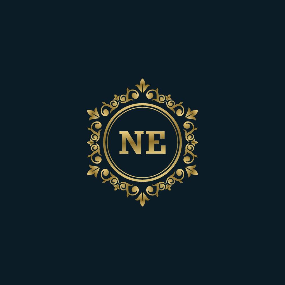 logo lettre ne avec modèle or de luxe. modèle vectoriel de logo d'élégance.