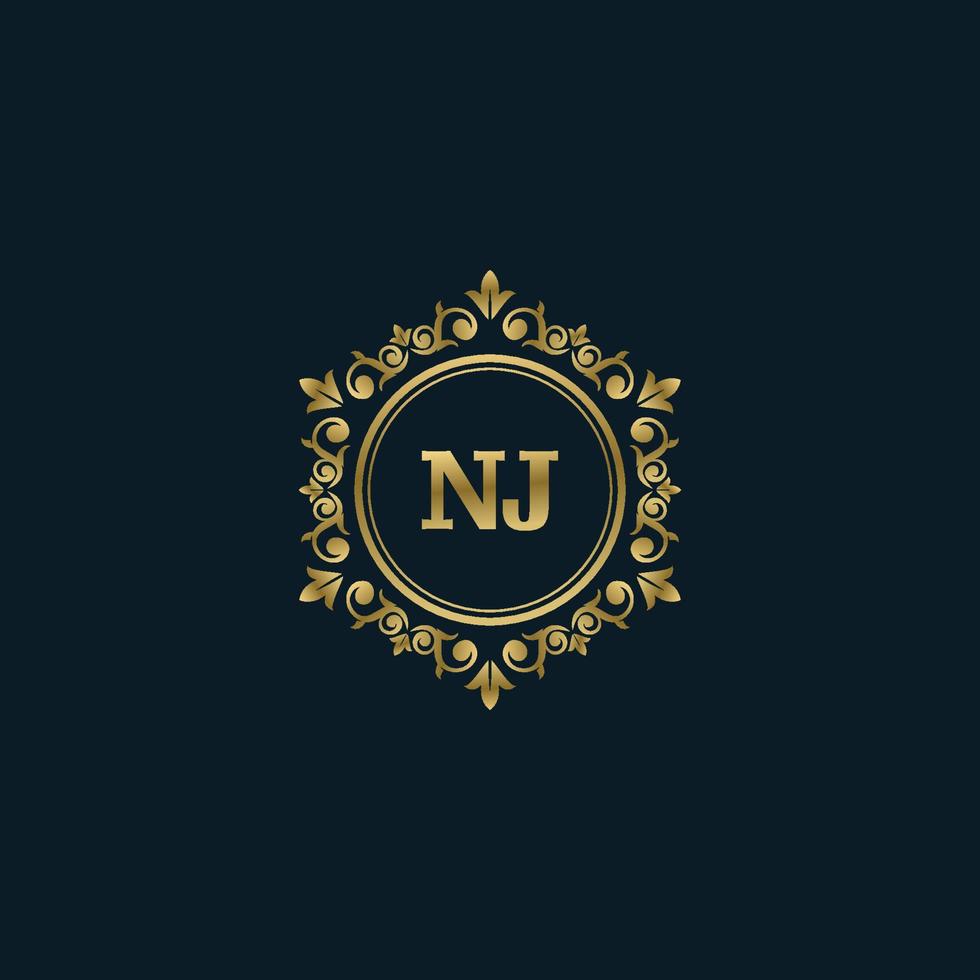 logo lettre nj avec modèle or de luxe. modèle vectoriel de logo d'élégance.