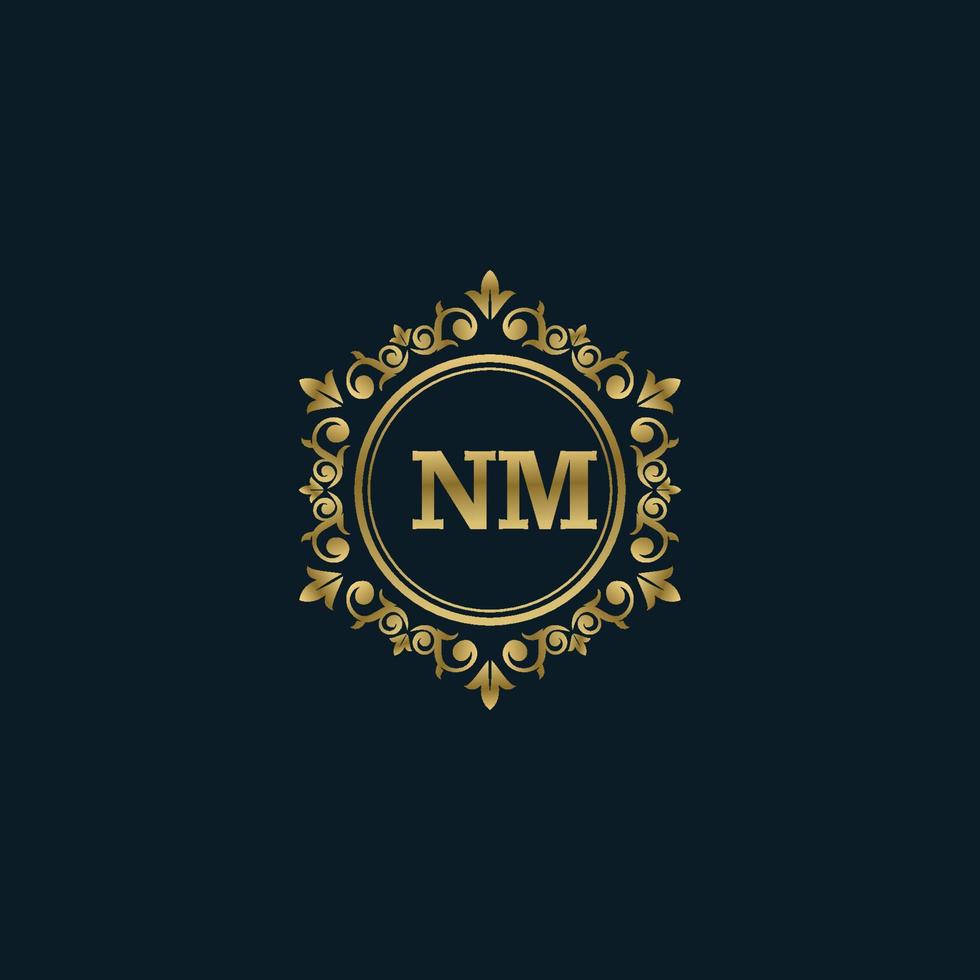 logo lettre nm avec modèle or de luxe. modèle vectoriel de logo d'élégance.