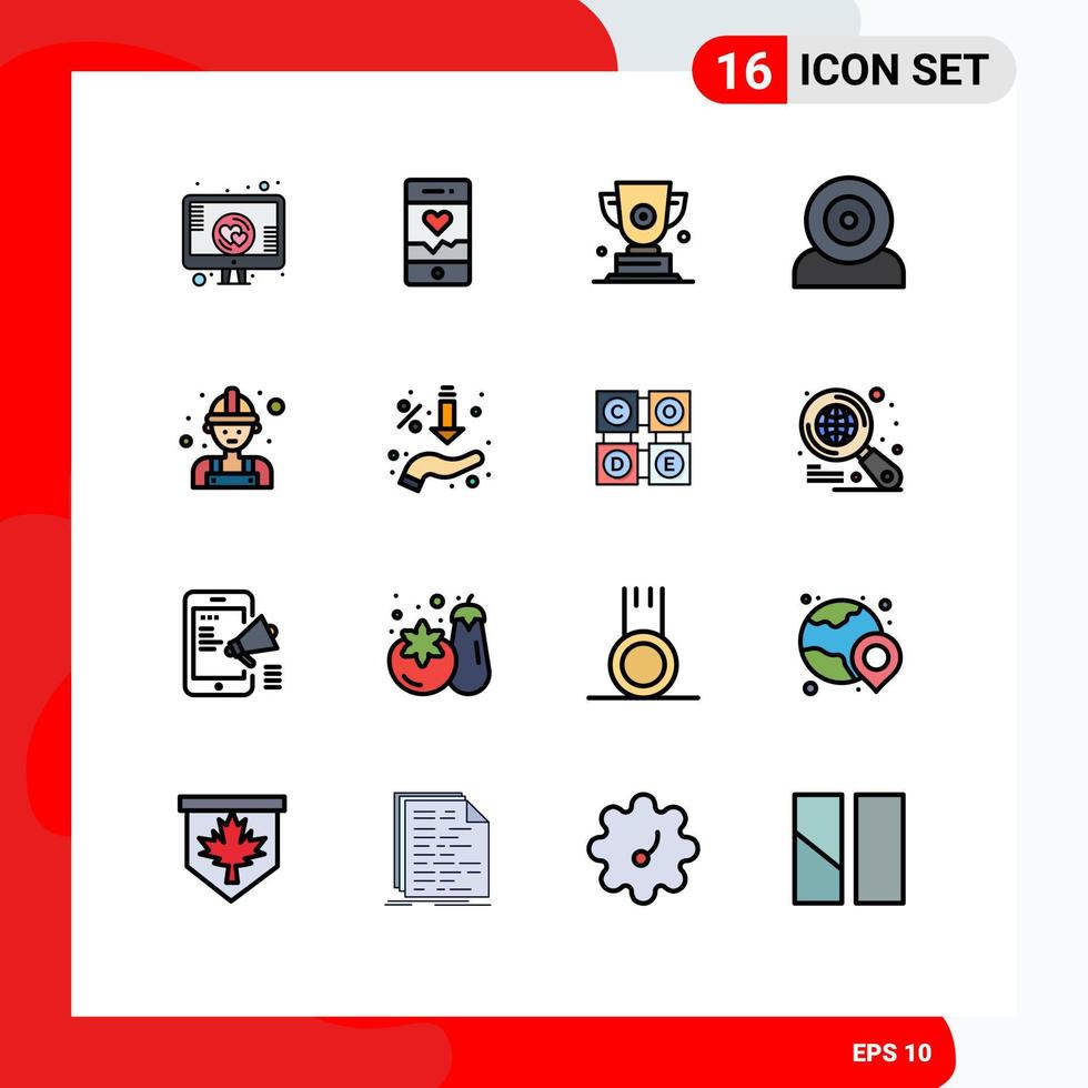 ensemble de 16 symboles d'icônes d'interface utilisateur modernes signes pour les dispositifs de trophée de gadget technologique premiers éléments de conception de vecteur créatif modifiables