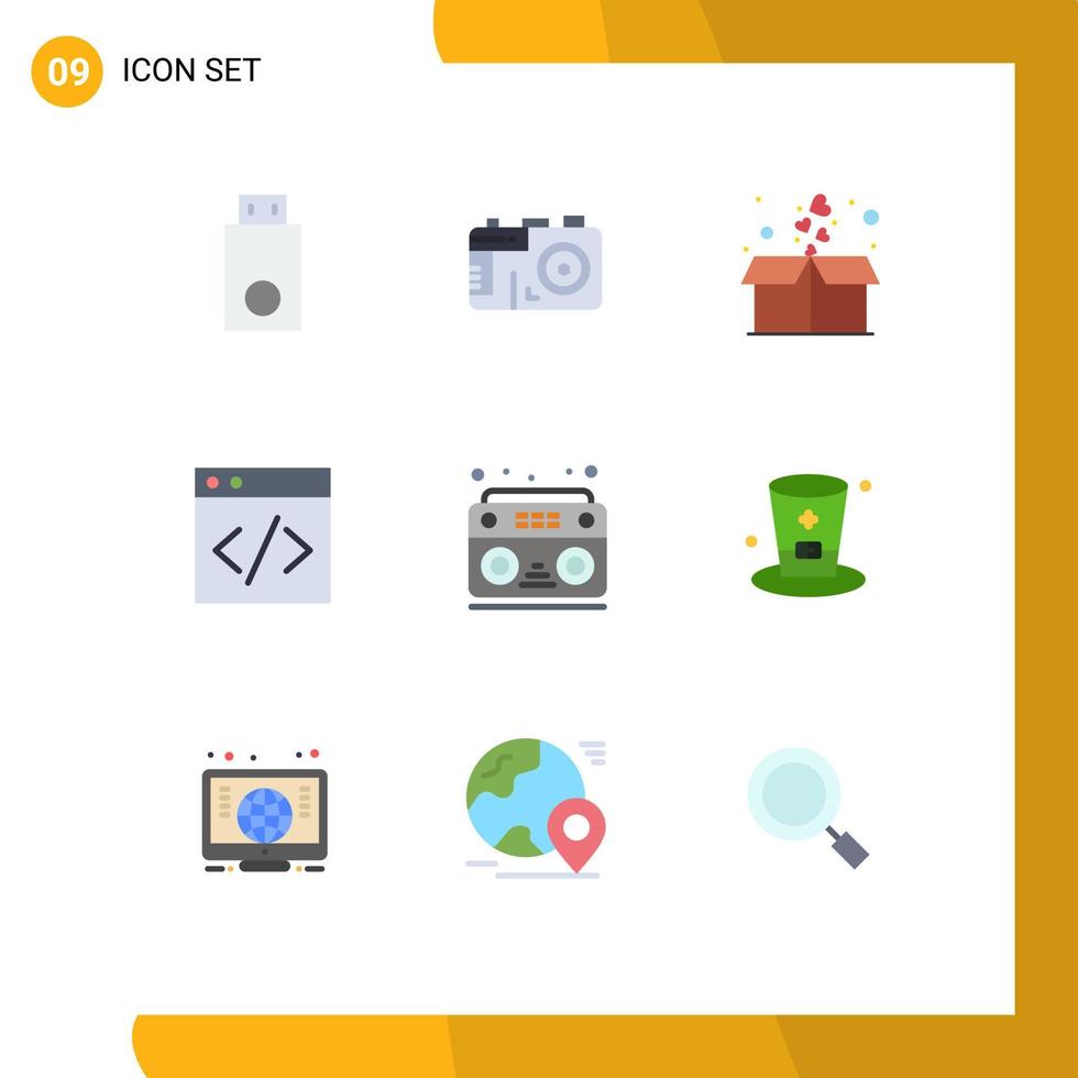 ensemble de 9 symboles d'icônes d'interface utilisateur modernes signes pour le développement de boîtes audio sonores éléments de conception vectoriels modifiables sur le web vecteur