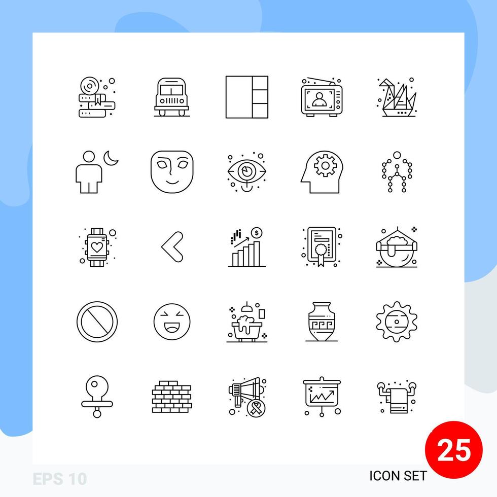 symboles d'icônes universels groupe de 25 lignes modernes de passe-temps en papier conception de mise en page homme éléments de conception vectoriels modifiables vecteur