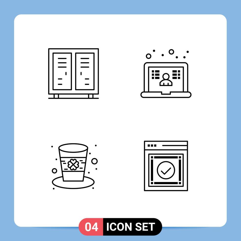 pack d'icônes vectorielles stock de 4 signes et symboles de ligne pour les activités journée placard apprentissage des éléments de conception vectoriels modifiables irlandais vecteur