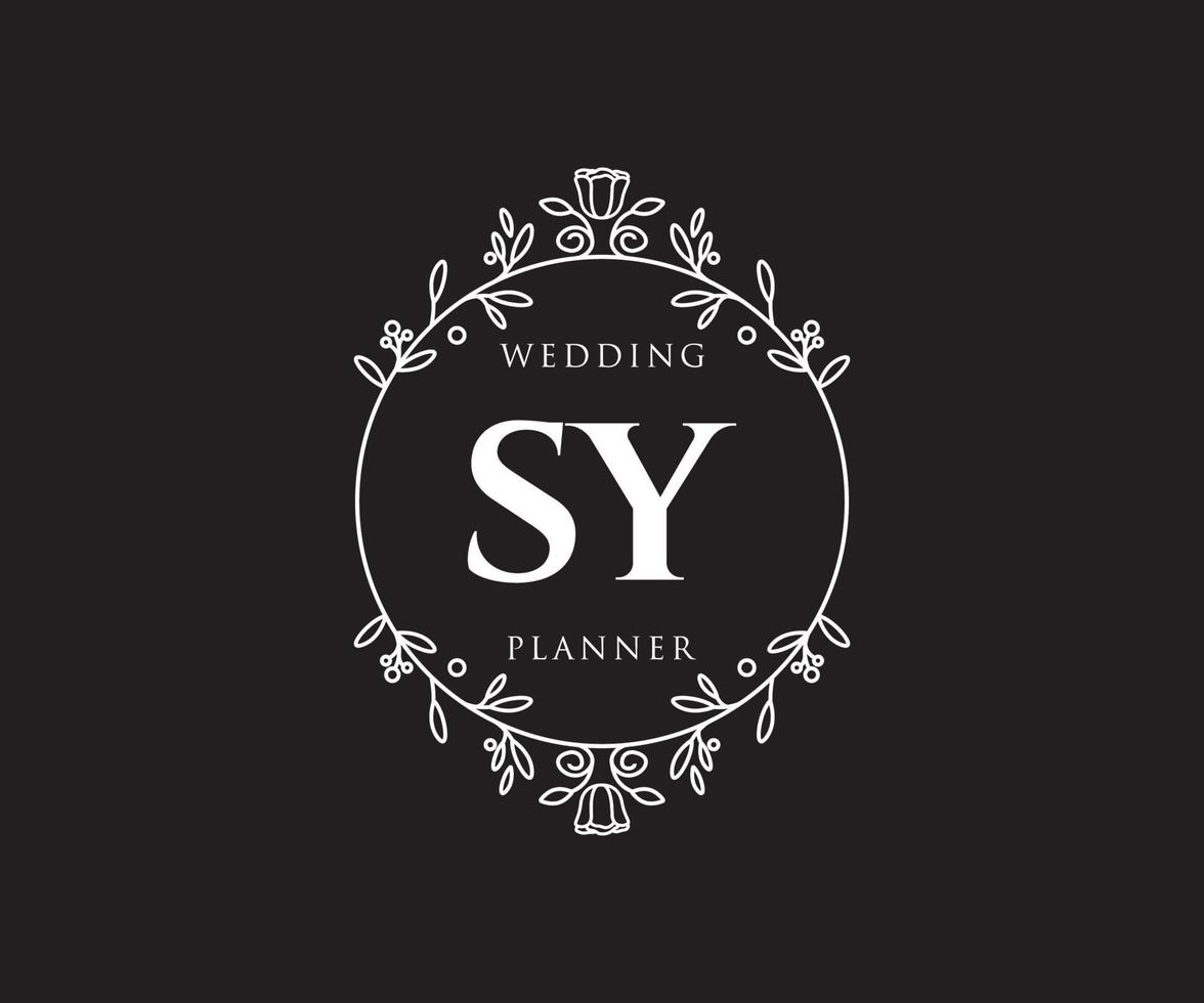 sy initiales lettre mariage monogramme logos collection, modèles minimalistes et floraux modernes dessinés à la main pour cartes d'invitation, réservez la date, identité élégante pour restaurant, boutique, café en image vectorielle vecteur