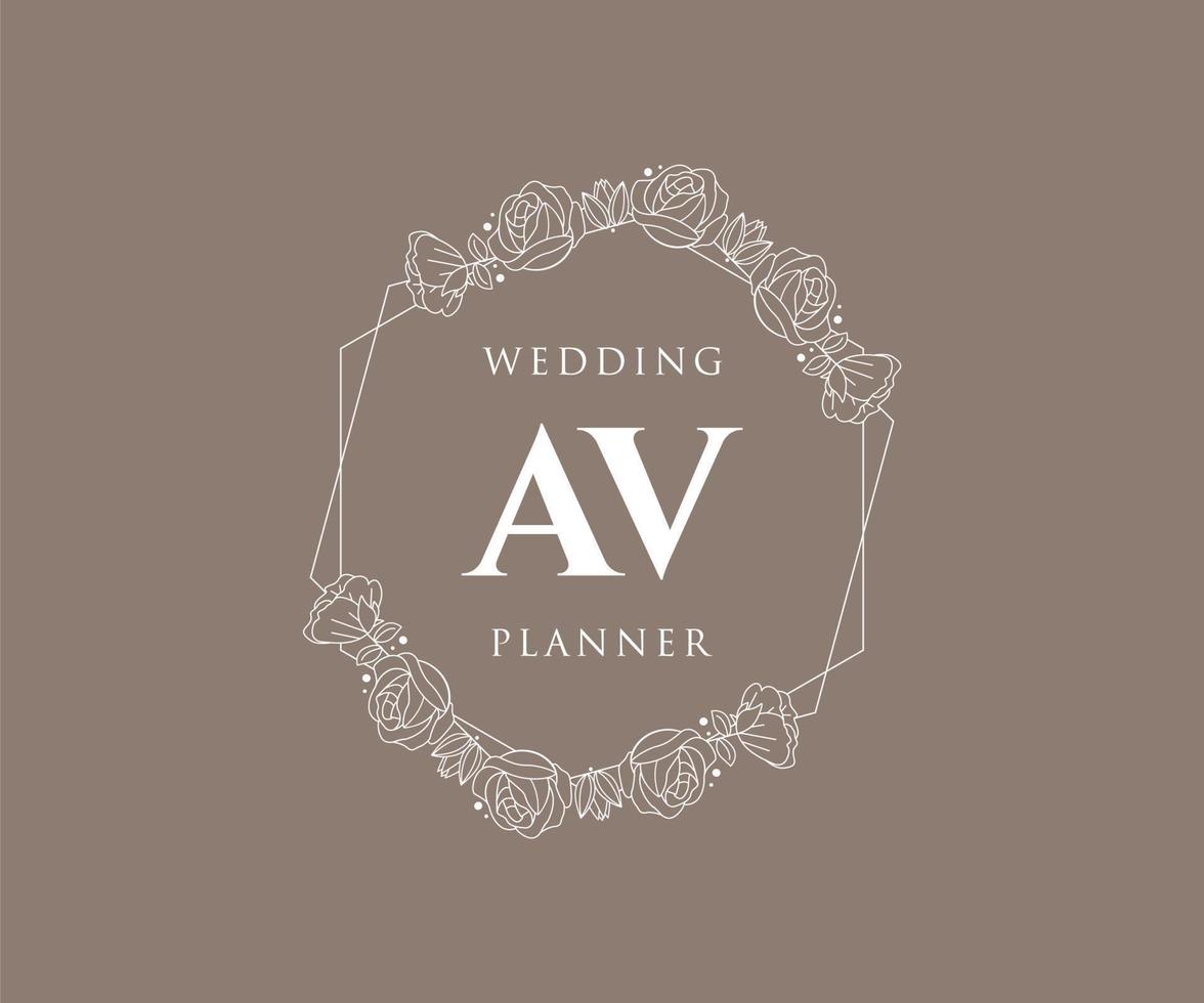 av initiales lettre mariage monogramme logos collection, modèles minimalistes et floraux modernes dessinés à la main pour cartes d'invitation, réservez la date, identité élégante pour restaurant, boutique, café en image vectorielle vecteur