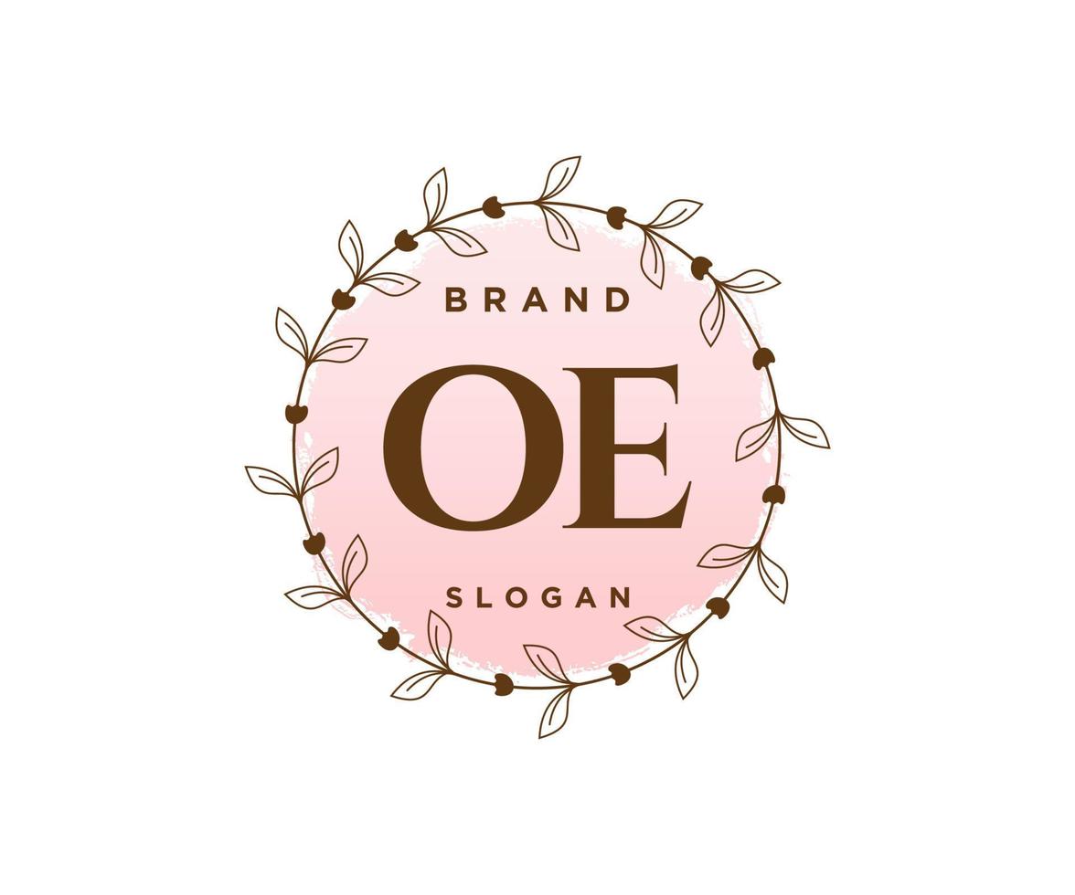 initiale oe logo féminin. utilisable pour les logos nature, salon, spa, cosmétique et beauté. élément de modèle de conception de logo vectoriel plat.