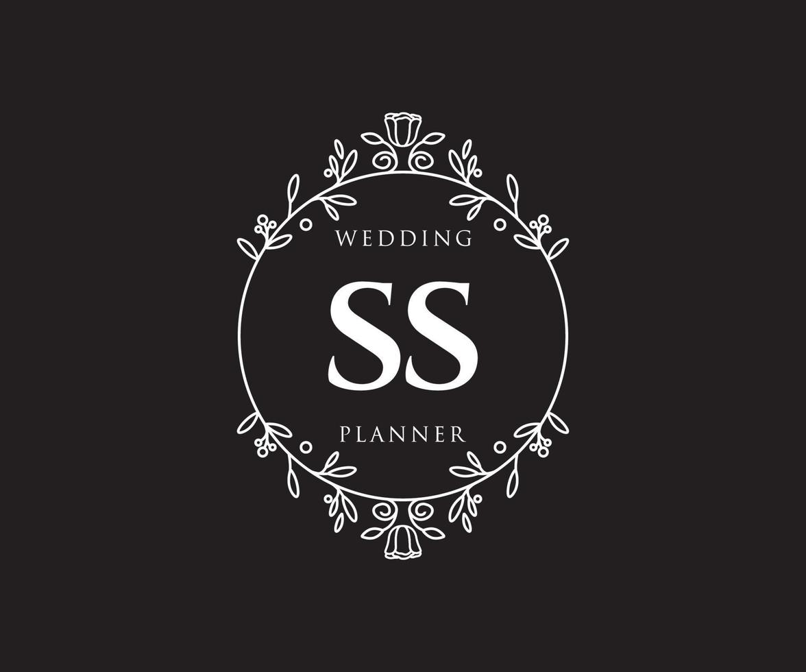 ss initiales lettre mariage monogramme logos collection, modèles minimalistes et floraux modernes dessinés à la main pour cartes d'invitation, réservez la date, identité élégante pour restaurant, boutique, café en image vectorielle vecteur