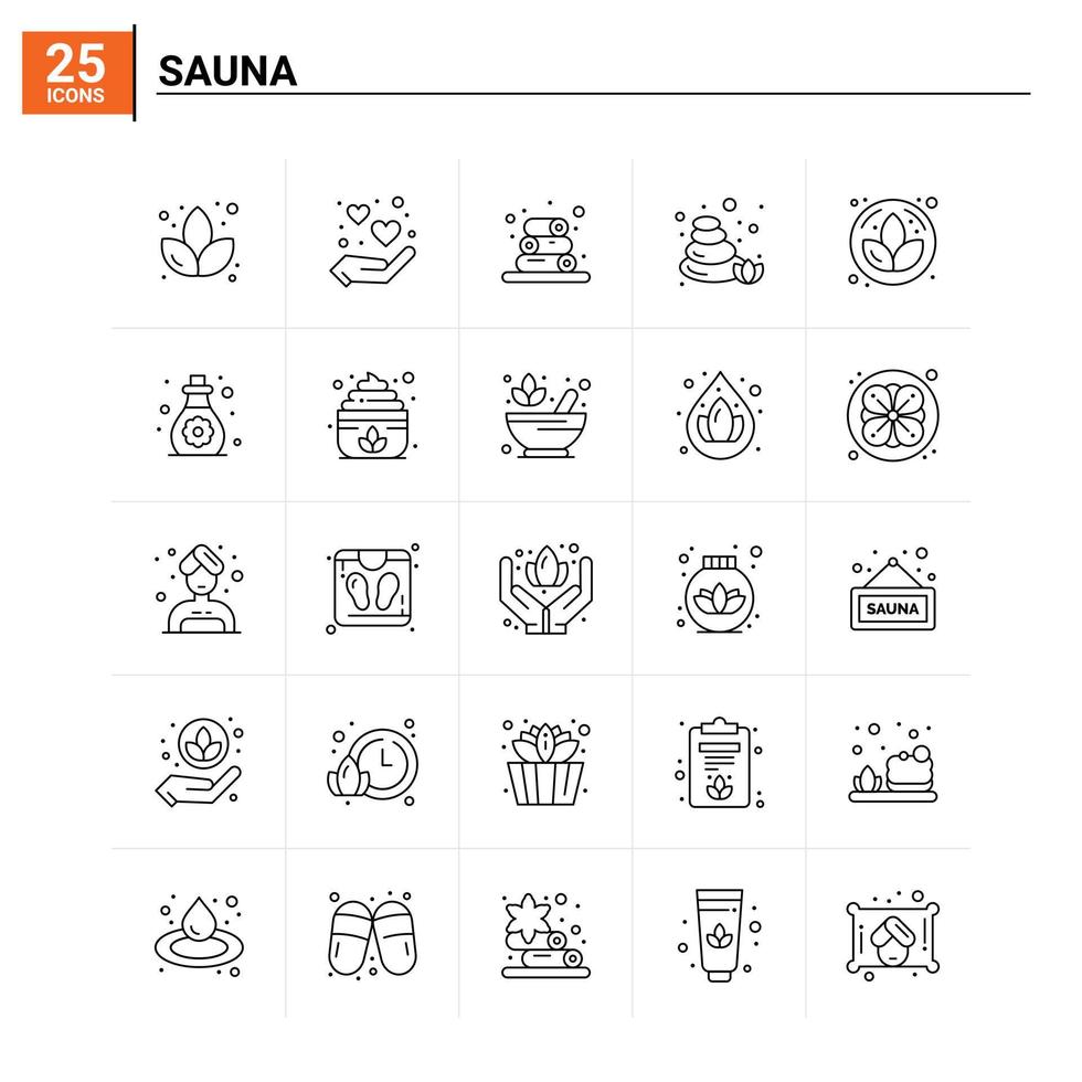 25 sauna icon set vector background