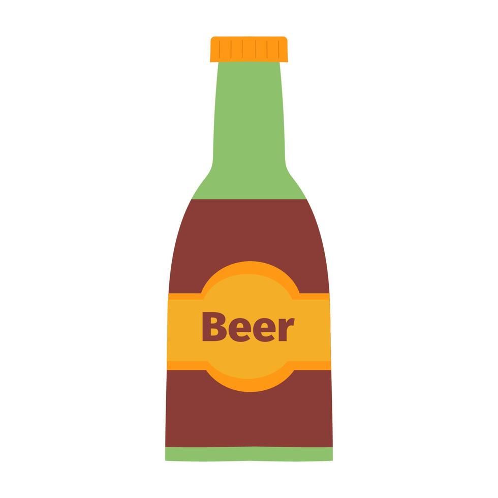 bouteille de bière avec inscription sur fond blanc. image vectorielle isolée pour la conception de bière ou de bar vecteur