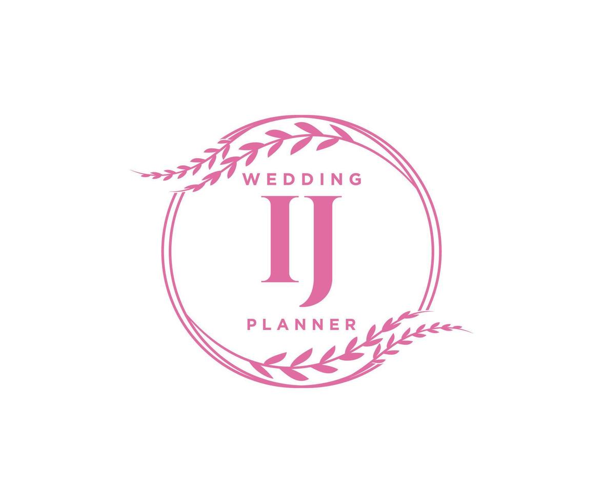 ij initiales lettre mariage monogramme logos collection, modèles minimalistes et floraux modernes dessinés à la main pour cartes d'invitation, réservez la date, identité élégante pour restaurant, boutique, café en image vectorielle vecteur