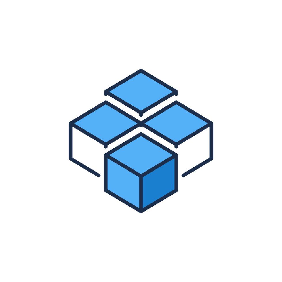 icône de création de concept de vecteur de chaîne de blocs - panneau bleu de crypto-monnaie