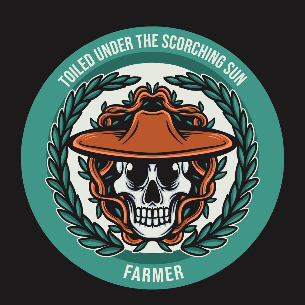 illustration vectorielle de crâne agriculteur logo vecteur