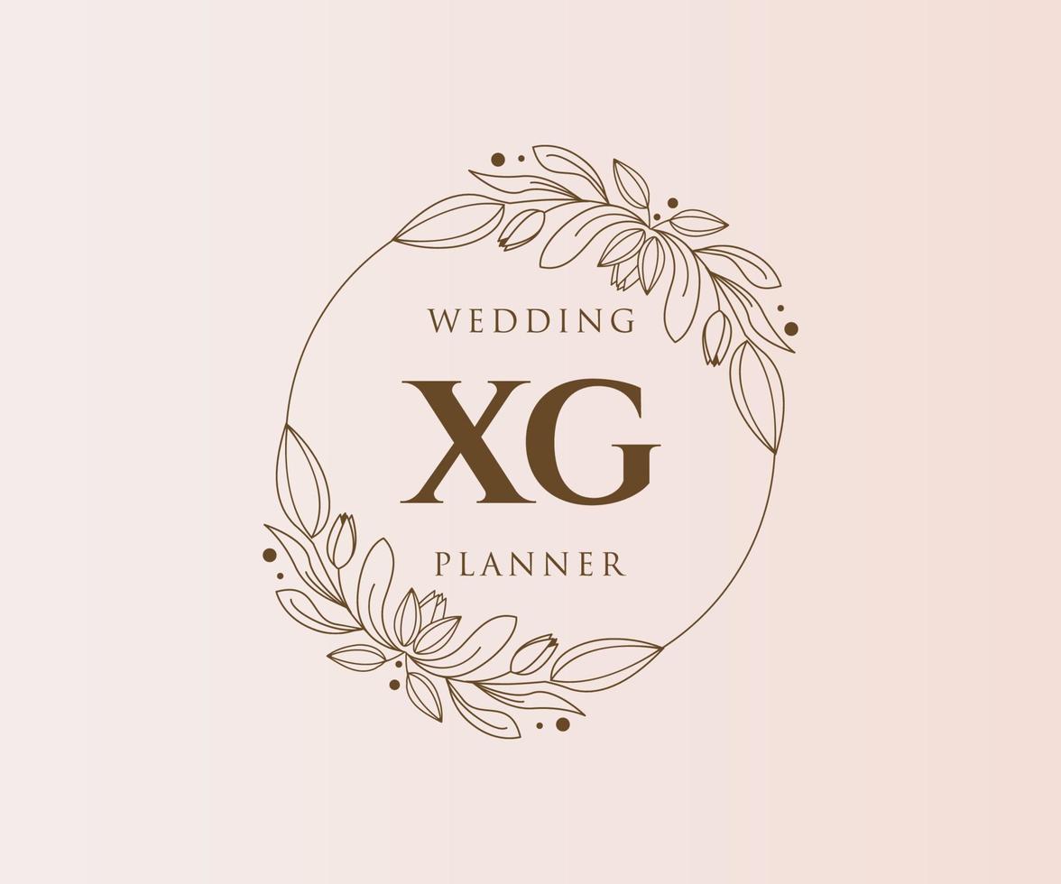 xg initiales lettre mariage monogramme logos collection, modèles minimalistes et floraux modernes dessinés à la main pour cartes d'invitation, réservez la date, identité élégante pour restaurant, boutique, café en image vectorielle vecteur