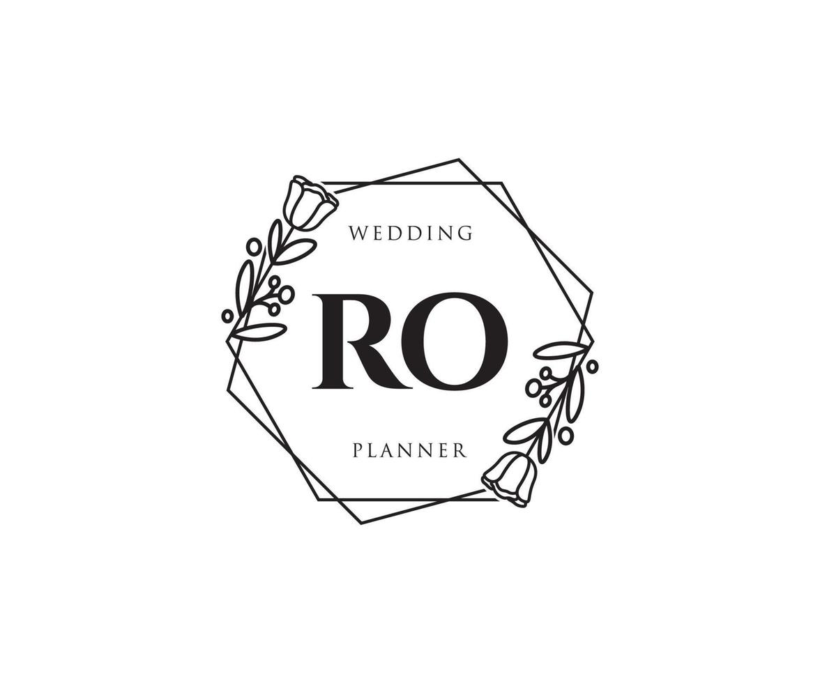 logo féminin ro initial. utilisable pour les logos nature, salon, spa, cosmétique et beauté. élément de modèle de conception de logo vectoriel plat.