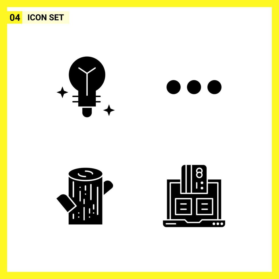 4 jeu d'icônes symboles solides simples signe de glyphe sur fond blanc pour la conception de sites Web applications mobiles et médias d'impression fond vectoriel d'icône noire créative