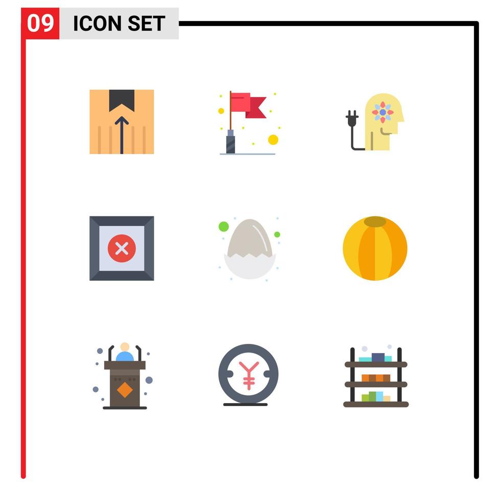 pack de 9 signes et symboles de couleurs plates modernes pour les supports d'impression web tels que la boîte de produit de capacité de bébé oeuf éléments de conception vectoriels modifiables vecteur