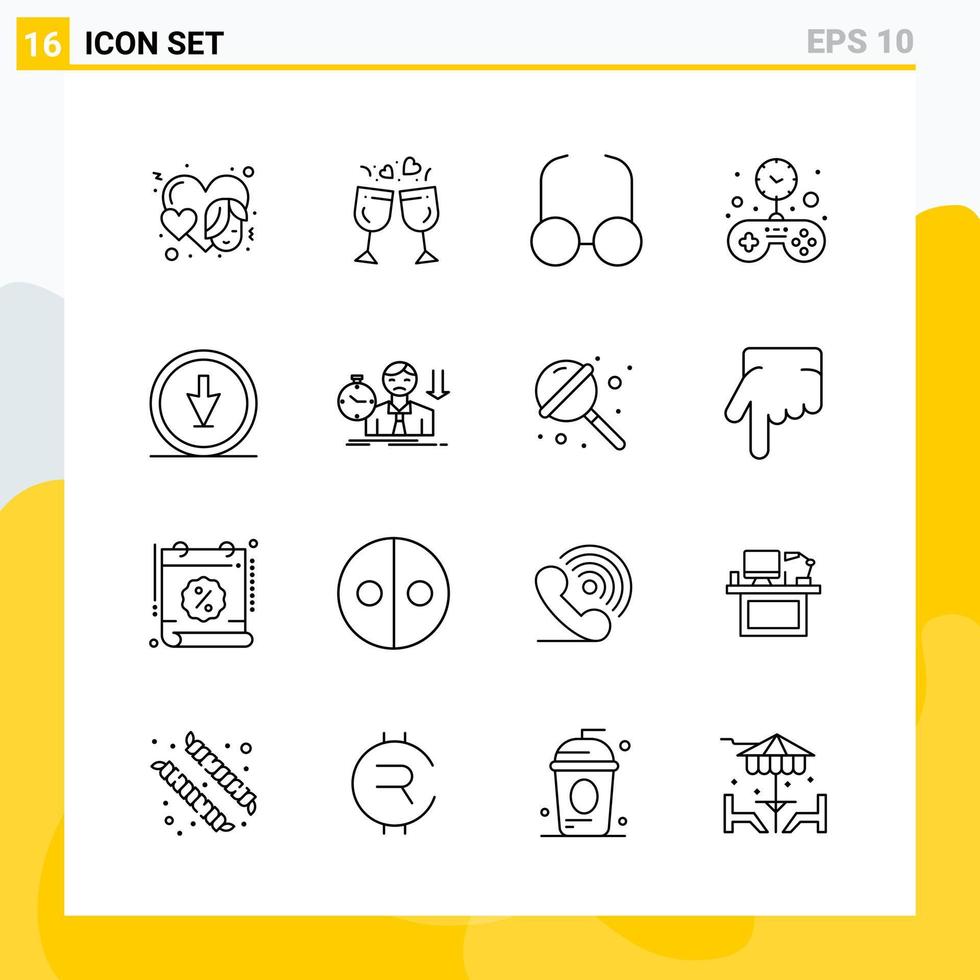 collection de 16 icônes de ligne universelles définies pour le web et le mobile vecteur