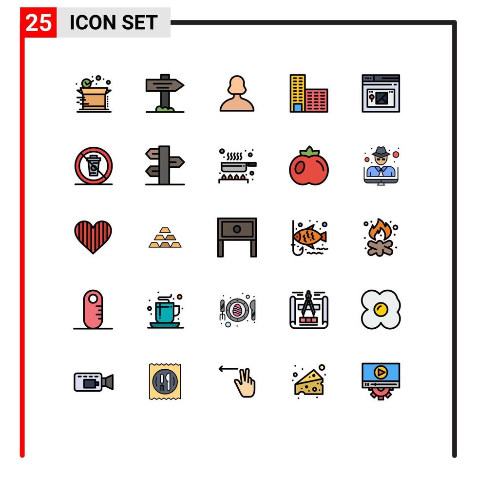 ensemble de 25 symboles d'icônes d'interface utilisateur modernes signes pour la page de site Web fille internet bâtiment éléments de conception vectoriels modifiables vecteur