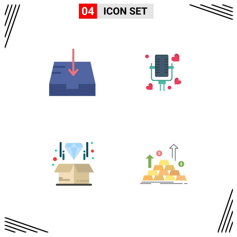 4 icône plate universelle signes symboles de courrier diamant parlant mariage or éléments de conception vectoriels modifiables vecteur