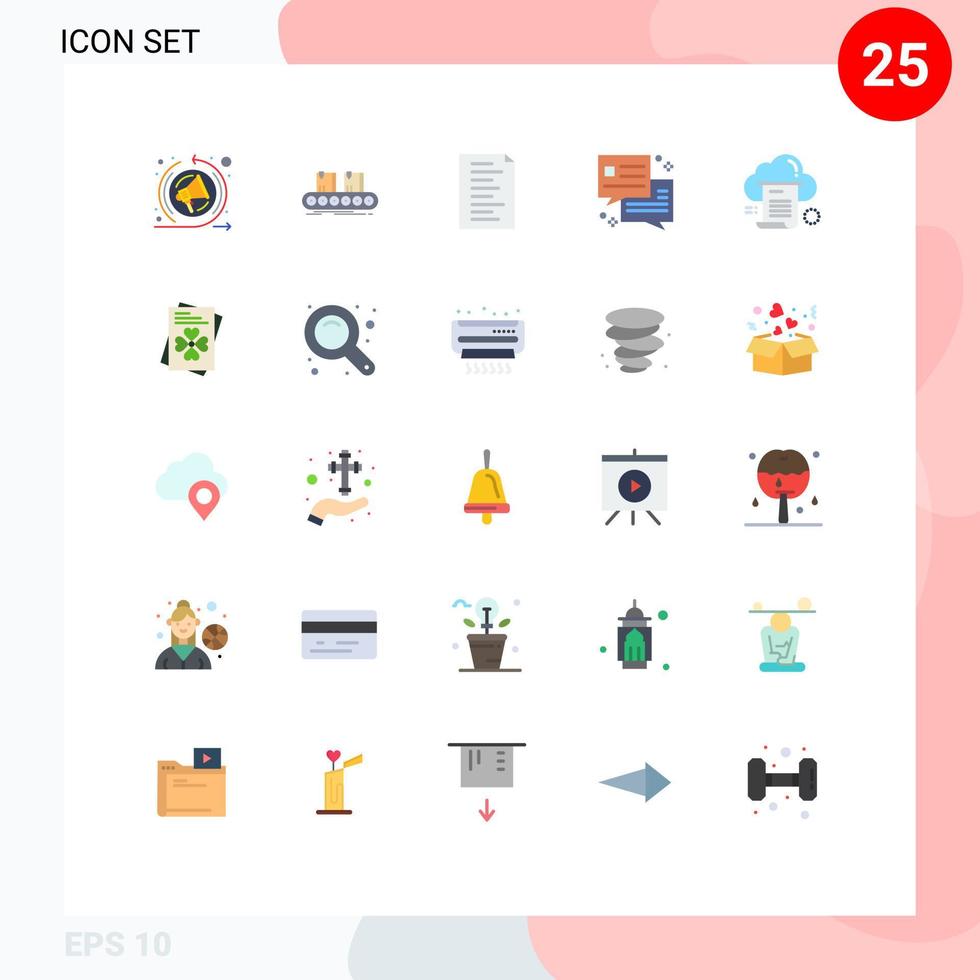 25 icônes créatives signes et symboles modernes de la boîte de dialogue de fichier de code de partage de nuage éléments de conception vectoriels modifiables vecteur