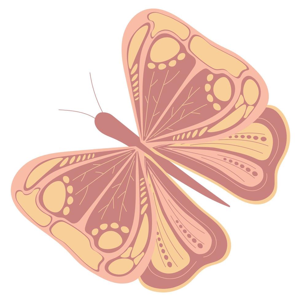 dessin vectoriel d'un papillon de nuit ou d'un papillon dans un style bohème sur fond blanc. clipart pour logo ou design