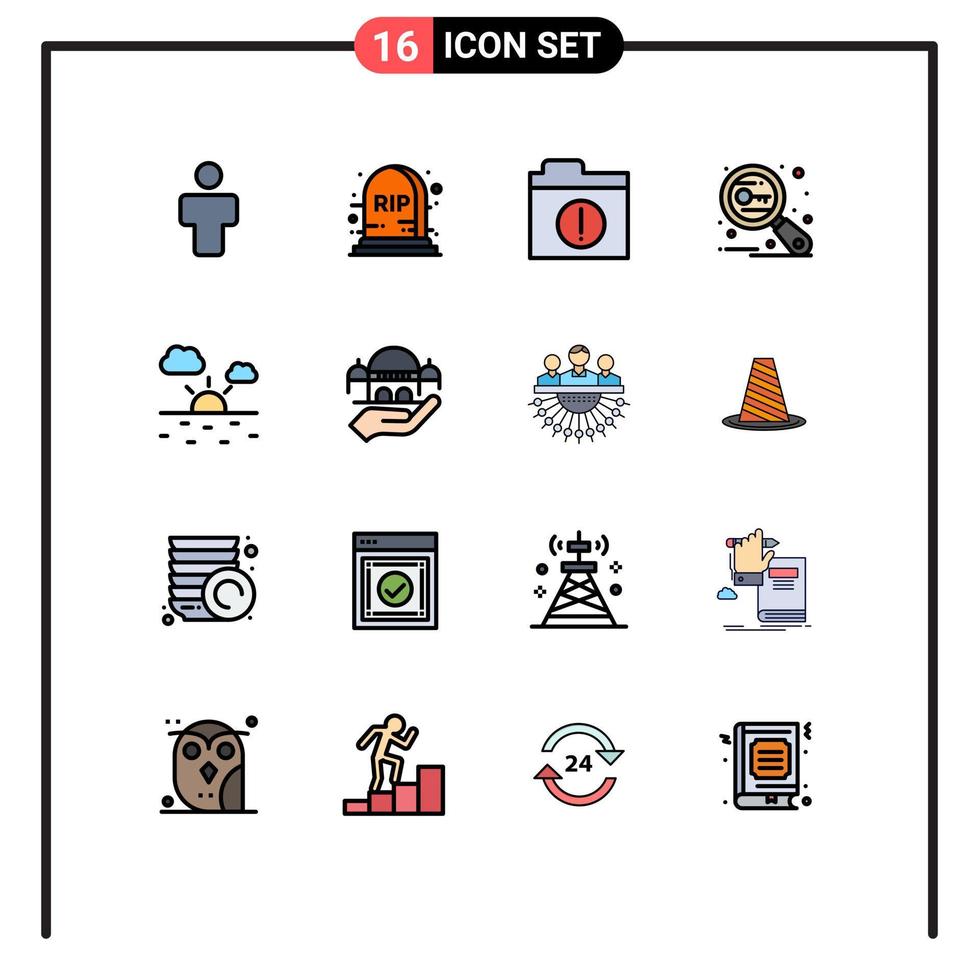 ensemble de 16 symboles d'icônes d'interface utilisateur modernes signes pour les fichiers de nuage météo recherche de sécurité éléments de conception vectoriels créatifs modifiables vecteur
