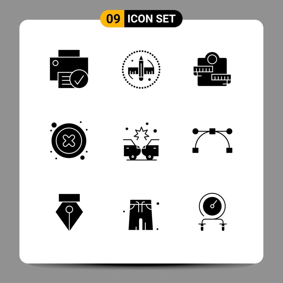 ensemble de 9 symboles d'icônes d'interface utilisateur modernes signes pour l'outil d'interface d'accident supprimer les éléments de conception vectoriels modifiables de sport vecteur