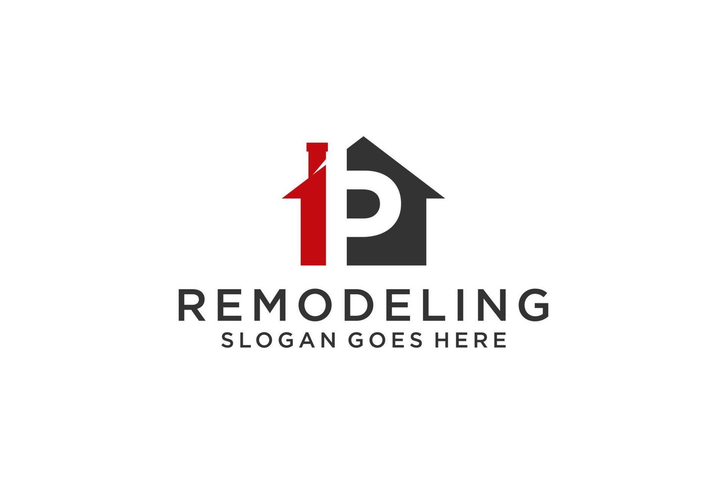 lettre p pour le logo de remodelage immobilier. construction architecture bâtiment élément de modèle de conception de logo. vecteur