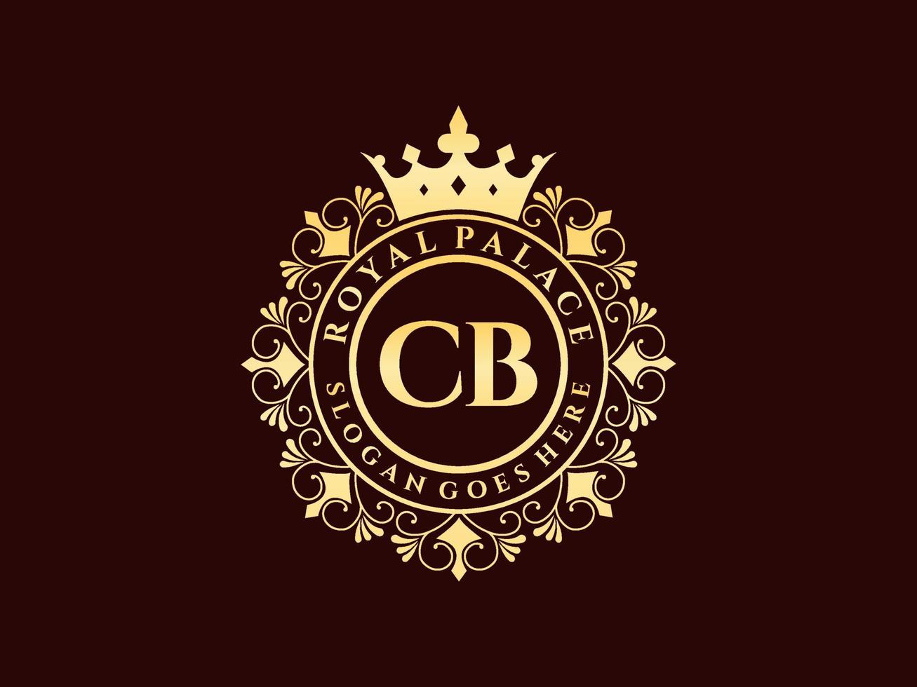 lettre cb logo victorien de luxe royal antique avec cadre ornemental. vecteur