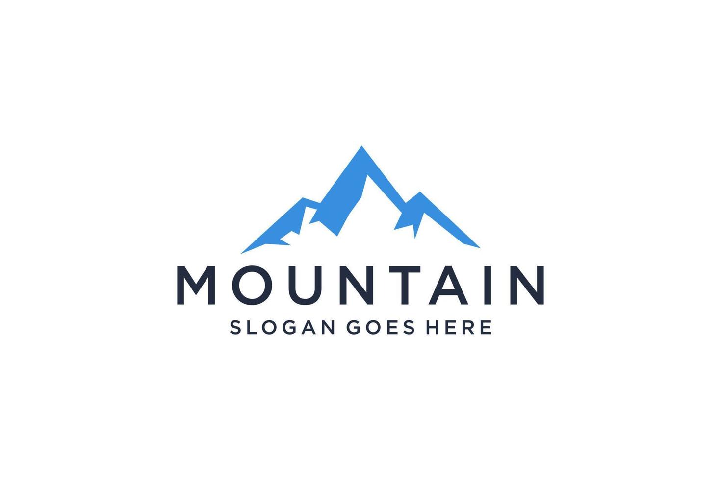 logo de montagne abstrait. style linéaire de forme blanche isolé sur la couleur bleue. élément de modèle de conception de logo vectoriel plat.